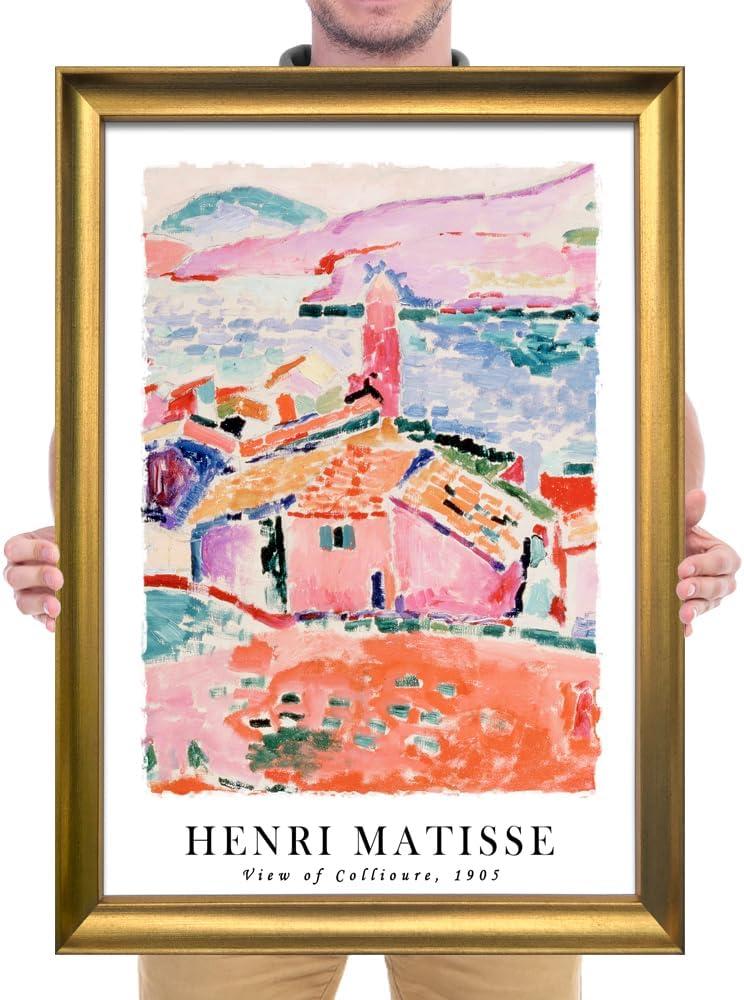 imageWieco Art Virtual Bundles Large Framed Wall Art by Henri Mattise Abstract Colorful Art Matisse Posters Canvas Prints for Wall and Home Office Decorations Bronze Gold Frame
