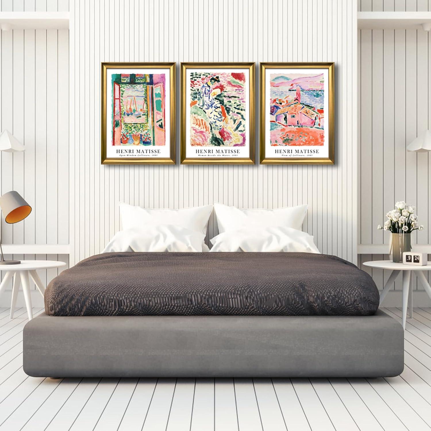 imageWieco Art Virtual Bundles Large Framed Wall Art by Henri Mattise Abstract Colorful Art Matisse Posters Canvas Prints for Wall and Home Office Decorations Bronze Gold Frame