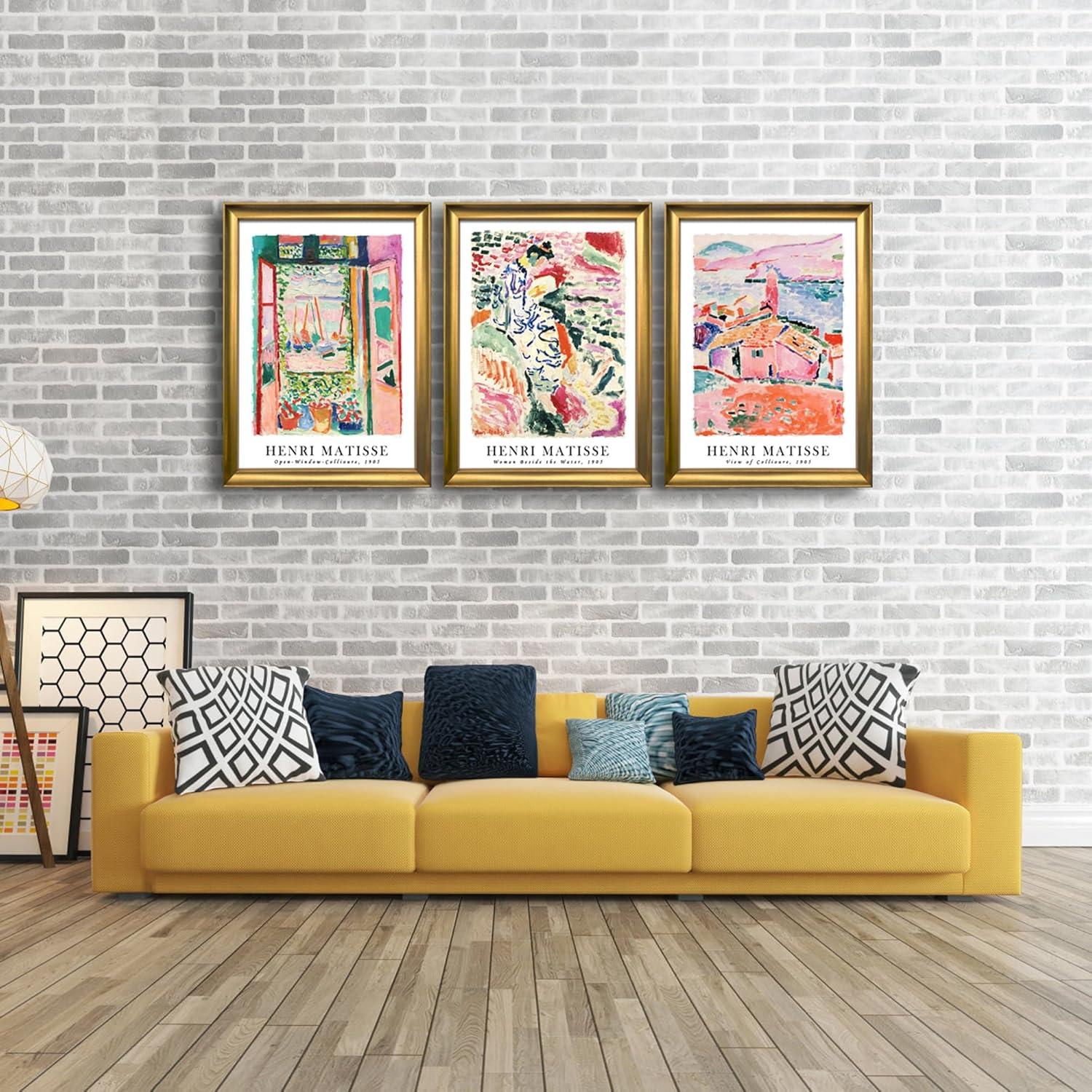 imageWieco Art Virtual Bundles Large Framed Wall Art by Henri Mattise Abstract Colorful Art Matisse Posters Canvas Prints for Wall and Home Office Decorations Bronze Gold Frame