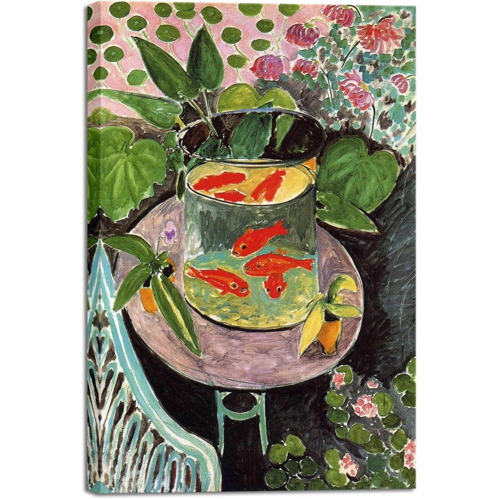 imageWieco Art Canvas Prints Goldfish by Henri Matisse Colorism Aesthetic Abstract Canvas Wall Art for Wall Decor and Home Office Decorations24L x 16W