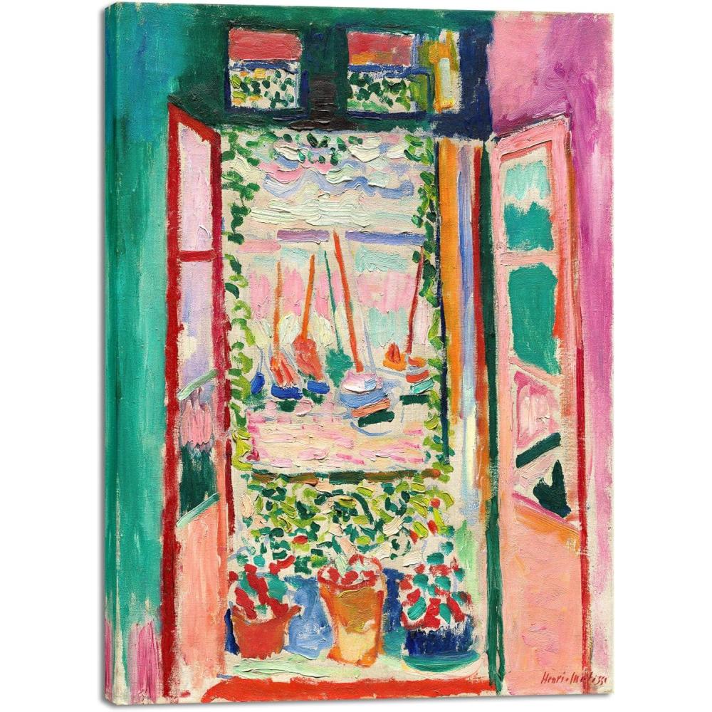 imageWieco Art Framed Wall Art View of Collioure 1905 by Henri Mattise Abstract Colorful Art Matisse Posters Canvas Prints for Wall and Home Office Decorations Bronze Gold FramePink1