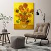 imageWieco Art Abstract Flowers Giclee Canvas Prints Wall Art Vase with Fifteen Sunflowers by Van Gogh Classic Oil Paintings Reproduction for Home Decor Modern Stretched and Framed Floral Picture32L x 24W
