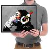 imageWieco Art Black Framed Monkey With Headphones Banksy Graffiti Art Abstract Canvas Paintings Prints Animal Canvas Wall Art for Wall Decor and Home decorations Office Decor17L x 13W
