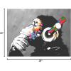 imageWieco Art Black Framed Monkey With Headphones Banksy Graffiti Art Abstract Canvas Paintings Prints Animal Canvas Wall Art for Wall Decor and Home decorations Office Decor32L x 24W