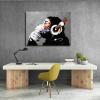 imageWieco Art Black Framed Monkey With Headphones Banksy Graffiti Art Abstract Canvas Paintings Prints Animal Canvas Wall Art for Wall Decor and Home decorations Office Decor48L x 36W
