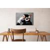 imageWieco Art Black Framed Monkey With Headphones Banksy Graffiti Art Abstract Canvas Paintings Prints Animal Canvas Wall Art for Wall Decor and Home decorations Office Decor28L x 20W