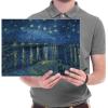 imageWieco Art Starry Night Over the Rhone by Van Gogh Classic Oil Paintings Reproduction Modern Seascape Giclee Canvas Prints Artwork on Canvas Wall Art Ready to Hang for Living Room Home Decorations16L x 12W