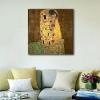 imageWieco Art The Kiss by Gustav Klimt Famous Oil Paintings Reproductions Gallery Wrapped Modern Giclee Canvas Prints Artwork Pictures on Canvas Wall Art for Living Room Bedroom Home Decorations 24x24Brown