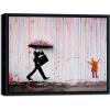 imageWieco Art Framed Banksy Raining Day or Colorful Graffiti Street Famous Canvas Paintings Wall Art Modern Inspirational Grey Love Pictures Print Artwork for Home Office DecorBlack Frame