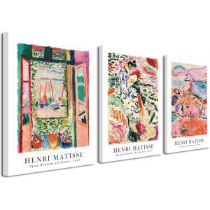 imageWieco Art 3 Piece Henri Mattise Canvas Wall Art Abstract Colorful Matisse Posters Canvas Prints for Wall and Home Office Decorations12x16inchx3pcs30x40cmx3pcs