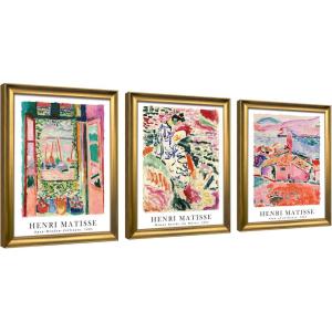 imageWieco Art 3 Piece Henri Mattise Canvas Wall Art Abstract Colorful Matisse Posters Canvas Prints for Wall and Home Office Decorations12x16inchx3pcsFramed