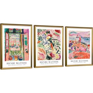 imageWieco Art 3 Piece Henri Mattise Canvas Wall Art Abstract Colorful Matisse Posters Canvas Prints for Wall and Home Office Decorations20x28inchx3pcsFramed