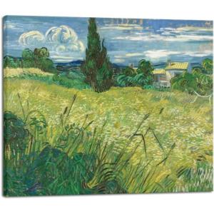 imageWieco Art Abstract Canvas Prints Wall Art Green Field 1889 by Van Gogh Famous Oil Paintings Reproduction Artwork Stretched Landscape Picture for Living Room Home Office Decoration24L x 20W