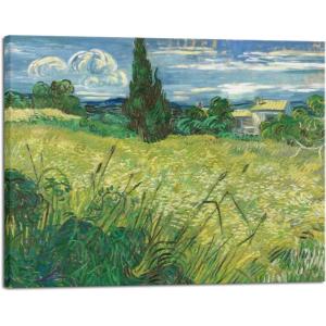 imageWieco Art Abstract Canvas Prints Wall Art Green Field 1889 by Van Gogh Famous Oil Paintings Reproduction Artwork Stretched Landscape Picture for Living Room Home Office Decoration32L x 24W