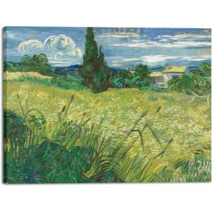 imageWieco Art Abstract Canvas Prints Wall Art Green Field 1889 by Van Gogh Famous Oil Paintings Reproduction Artwork Stretched Landscape Picture for Living Room Home Office Decoration30x40inch
