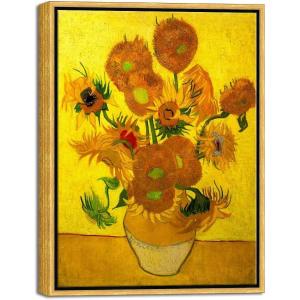 imageWieco Art Abstract Flowers Giclee Canvas Prints Wall Art Vase with Fifteen Sunflowers by Van Gogh Classic Oil Paintings Reproduction for Home Decor Modern Stretched and Framed Floral Picture17L x 13W