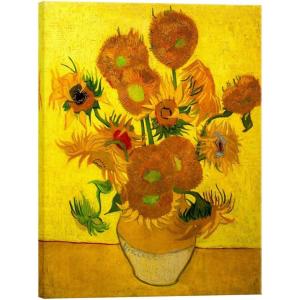 imageWieco Art Abstract Flowers Giclee Canvas Prints Wall Art Vase with Fifteen Sunflowers by Van Gogh Classic Oil Paintings Reproduction for Home Decor Modern Stretched and Framed Floral Picture32L x 24W