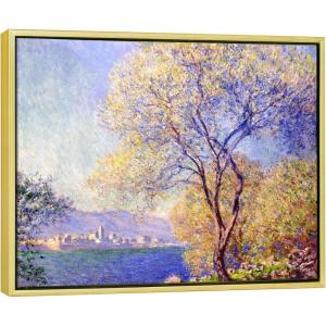 imageWieco Art Canvas Wall Art Antibes Seen from The Salis Garden 1988 by Claude Monet Oil Paintings Reproduction Modern Canvas PrintsArtwork on Canvas for Home Office DecorationsFramed