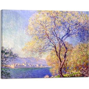 imageWieco Art Canvas Wall Art Antibes Seen from The Salis Garden 1988 by Claude Monet Oil Paintings Reproduction Modern Canvas PrintsArtwork on Canvas for Home Office DecorationsGallery Wrapped