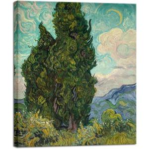 imageWieco Art Cypresses by Van Gogh Classic Canvas Prints Wall Art Famous Oil Paintings Green Tree Picture Ready to Hang for Home Decorations Modern Abstract Forest Landscape Artwork24L x 20W