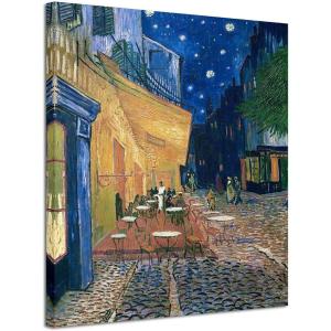 imageWieco Art Framed Wall Art Canvas Prints of Cafe Terrace at Night Canvas Prints Wall Art by Van Gogh Paintings Reproduction Abstract Artwork for Wall Decor Golden Frame24L x 20W