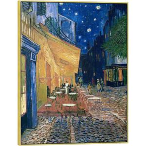 imageWieco Art Framed Wall Art Canvas Prints of Cafe Terrace at Night Canvas Prints Wall Art by Van Gogh Paintings Reproduction Abstract Artwork for Wall Decor Golden Frame40L x 30W