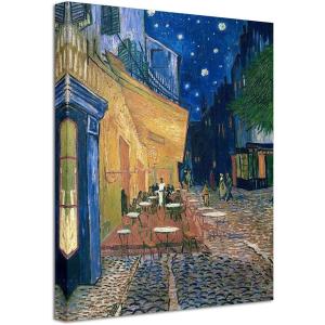 imageWieco Art Framed Wall Art Canvas Prints of Cafe Terrace at Night Canvas Prints Wall Art by Van Gogh Paintings Reproduction Abstract Artwork for Wall Decor Golden Frame16L x 12W