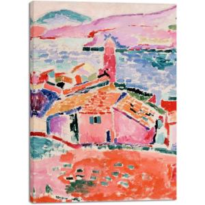 imageWieco Art Framed Wall Art View of Collioure 1905 by Henri Mattise Abstract Colorful Art Matisse Posters Canvas Prints for Wall and Home Office Decorations Bronze Gold FramePink3