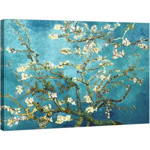 imageWieco Art Huge Gallery Wrapped Giclee Canvas Print by Classic Van Gogh Reproductions Almond Blossom Modern Canvas Wall Art Ready to Hang for Living Room Bedroom Home Office Decorations48L x 36W