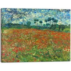 imageWieco Art Large Poppy Field June 1890 Canvas Print of Vincent Van Gogh Wall Art Paintings Reproduction Field Pictures Artwork for Wall Decor and Home Decorations32L x 24W