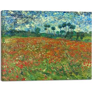 imageWieco Art Large Poppy Field June 1890 Canvas Print of Vincent Van Gogh Wall Art Paintings Reproduction Field Pictures Artwork for Wall Decor and Home Decorations16L x 12W