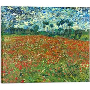 imageWieco Art Large Poppy Field June 1890 Canvas Print of Vincent Van Gogh Wall Art Paintings Reproduction Field Pictures Artwork for Wall Decor and Home Decorations24L x 20W
