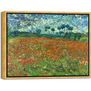 imageWieco Art Large Poppy Field June 1890 Canvas Print of Vincent Van Gogh Wall Art Paintings Reproduction Field Pictures Artwork for Wall Decor and Home Decorations17L x 13W