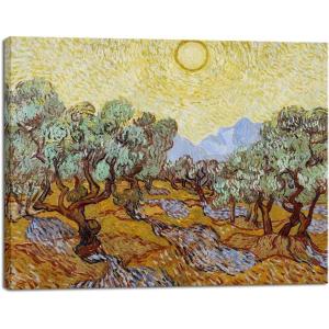 imageWieco Art Olive Trees with Yellow Sky and Sun Canvas Print of Vincent Van Gogh Famous Oil Paintings Reproduction Classic Pictures Artwork Canvas Prints Wall Art for Home Decorations16L x 12W