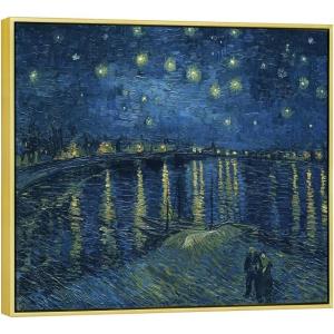 imageWieco Art Starry Night Over the Rhone by Van Gogh Classic Oil Paintings Reproduction Modern Seascape Giclee Canvas Prints Artwork on Canvas Wall Art Ready to Hang for Living Room Home Decorations167L x 128W