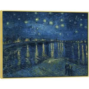 imageWieco Art Starry Night Over the Rhone by Van Gogh Classic Oil Paintings Reproduction Modern Seascape Giclee Canvas Prints Artwork on Canvas Wall Art Ready to Hang for Living Room Home Decorations33L x 25W
