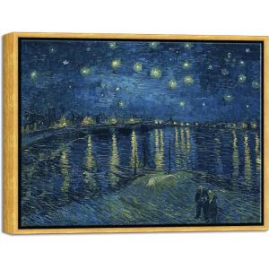 imageWieco Art Starry Night Over the Rhone by Van Gogh Classic Oil Paintings Reproduction Modern Seascape Giclee Canvas Prints Artwork on Canvas Wall Art Ready to Hang for Living Room Home Decorations17L x 13W