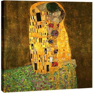 imageWieco Art The Kiss by Gustav Klimt Famous Oil Paintings Reproductions Gallery Wrapped Modern Giclee Canvas Prints Artwork Pictures on Canvas Wall Art for Living Room Bedroom Home Decorations 24x24Brown