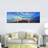 imageWieco Art 3 Piece Giclee Canvas Prints Wall Art Ocean Beach Pictures Paintings for Living Room Bedroom Home Office Decorations Bridge Under Sunset Modern Stretched and Framed Blue Landscape Artwork