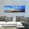 imageWieco Art 3 Piece Giclee Canvas Prints Wall Art Ocean Beach Pictures Paintings for Living Room Bedroom Home Office Decorations Bridge Under Sunset Modern Stretched and Framed Blue Landscape Artwork