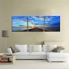 imageWieco Art 3 Piece Giclee Canvas Prints Wall Art Ocean Beach Pictures Paintings for Living Room Bedroom Home Office Decorations Bridge Under Sunset Modern Stretched and Framed Blue Landscape Artwork