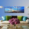 imageWieco Art 3 Piece Giclee Canvas Prints Wall Art Ocean Beach Pictures Paintings for Living Room Bedroom Home Office Decorations Bridge Under Sunset Modern Stretched and Framed Blue Landscape Artwork