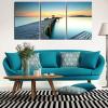 imageWieco Art 3 Piece Seascape Canvas Prints Wall Art Sunset Ocean Beach Pictures Paintings for Kitchen Bedroom Home Wall Decorations Bridges over the Sea Modern Stretched and Framed Giclee Artwork16x24inchx3pcs 40x60cmx3pcs
