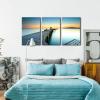 imageWieco Art 3 Piece Seascape Canvas Prints Wall Art Sunset Ocean Beach Pictures Paintings for Kitchen Bedroom Home Wall Decorations Bridges over the Sea Modern Stretched and Framed Giclee Artwork16x24inchx3pcs 40x60cmx3pcs