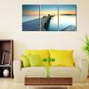 imageWieco Art 3 Piece Seascape Canvas Prints Wall Art Sunset Ocean Beach Pictures Paintings for Kitchen Bedroom Home Wall Decorations Bridges over the Sea Modern Stretched and Framed Giclee Artwork16x24inchx3pcs 40x60cmx3pcs