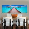 imageWieco Art Blue Ocean 3 Piece Giclee Canvas Prints Wall Art Paintings for Living Room Bedroom Home Decorations Modern Stretched and Framed Seascape Artwork Grace Sea Beach Pictures Printed on Canvas