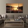 imageWieco Art Canvas Prints Wall Art Sunset Beach Picture Paintings for Living Room Bedroom Decor Home Decorations Misty Lake 3 Piece Modern Stretched and Framed Contemporary Giclee Landscape Artwork