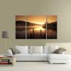 imageWieco Art Canvas Prints Wall Art Sunset Beach Picture Paintings for Living Room Bedroom Decor Home Decorations Misty Lake 3 Piece Modern Stretched and Framed Contemporary Giclee Landscape Artwork
