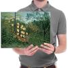 imageWieco Art Canvas Wall Art Tropical ForestBattling Tiger and Buffalo Henri Rousseau Paintings HD Canvas Prints Landscape Pictures Artwork on Canvas Wall Art for Wall Decor