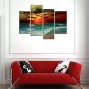 imageWieco Art Cloudy Sea 4 Piece Seascape Canvas Paintings Wall Art Large Modern Stretched and Framed Ocean Beach Giclee Canvas Prints Artwork Pictures Ready to Hang for Living Room Home Decorations L